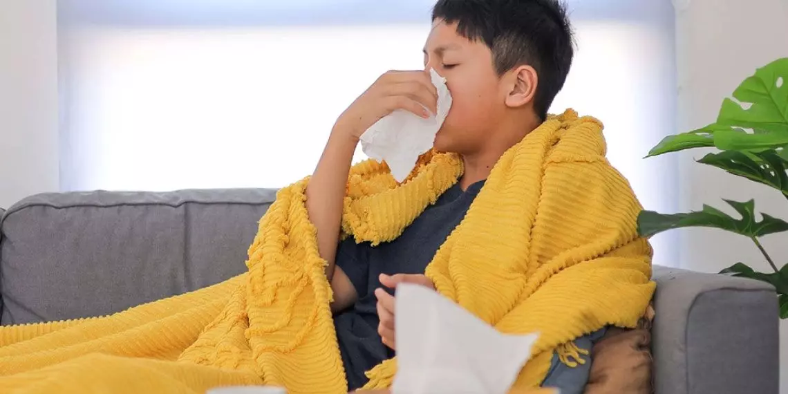 Child resting during viral illness recovery