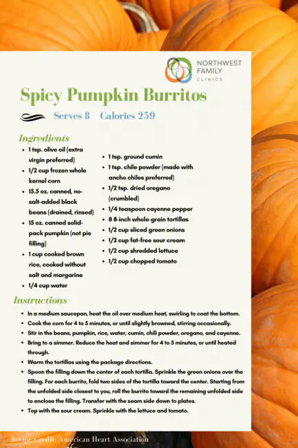 Northwest Family Clinics Recipe of the Month - Spicy Pumpkin Burritos.png